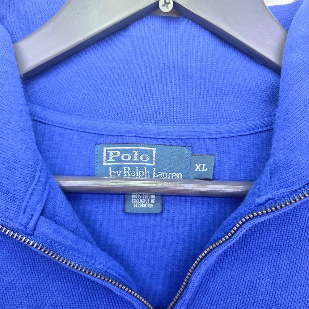 Polo Ralph Lauren Mens XL Blue Quarter Zip Pullover Cotton Pink Pony Logo